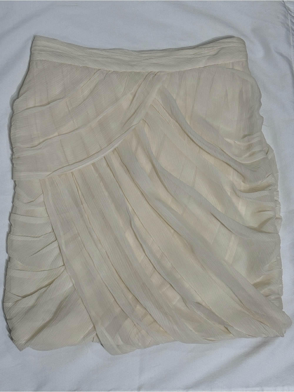 Club Monaco  100% Silk Cream Layered Drape  Mini Skirt - Feminine Draped Style